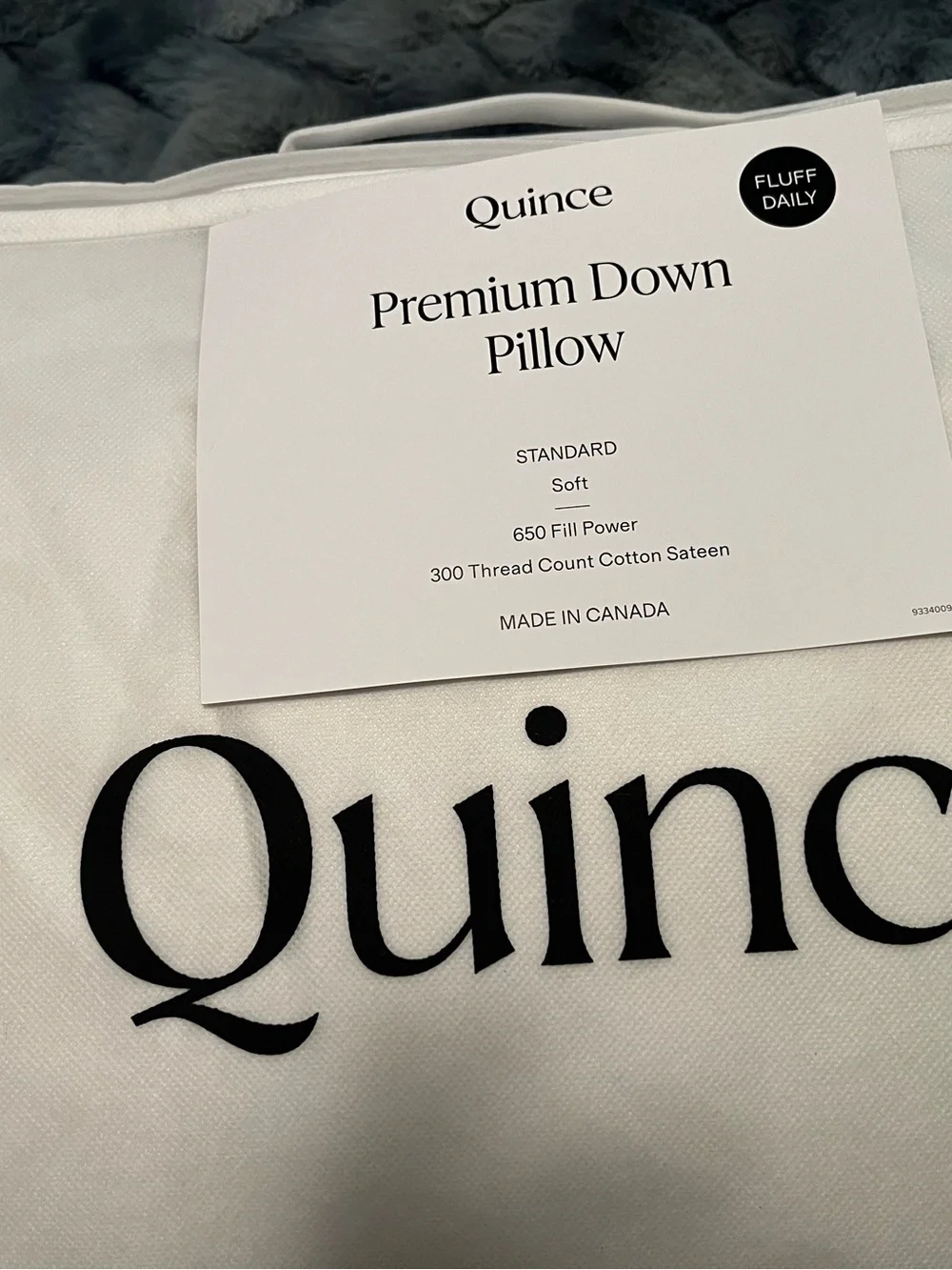 NWT QUINCE PREMIUM DOWN STANDARD PILLOW COTTON DUCK SOFT MSRP $110